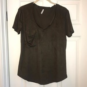 Z Supply Suede Olive Green V-Neck top